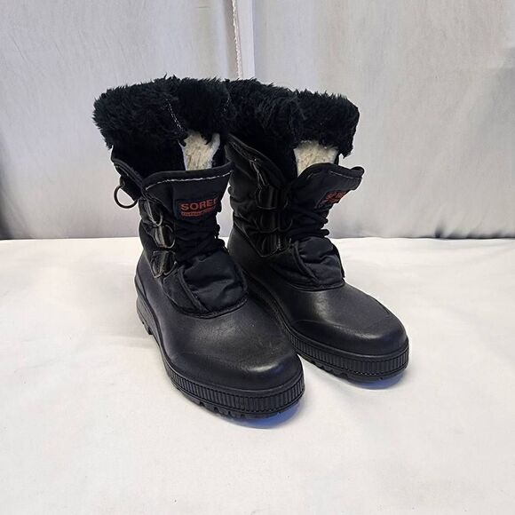 Sorel Snowcrest Winter Faux Fur Black Boots Size 6 - Picture 1 of 11